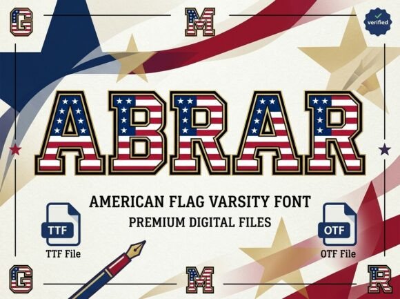 Abrar: The American Flag Varsity Font for Bold, Patriotic Design
